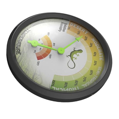 Healifty Reptile Thermometer Hygrometer Analog Dial High-Precision Mechanical Temperature Humidity Meter Mini for Terrarium Gecko Bearded Dragon Tank