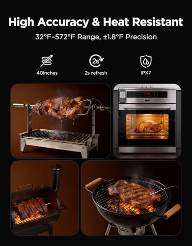 Govee Bluetooth Meat Thermometer, Wireless Meat Thermometer for Smoker Oven, Digital Grill Thermometer with 2 Probes, Timer Mode, Smart LCD Backlight BBQ Thermometer for Cooking Turkey Fish Beef