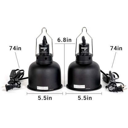 WACOOL TERRA Reptile Light Fixture 2 Pack, 5.5 in Deep Dome Reptile Heat Lamp Fixture, Optical Reflection Terrarium Light Fixture for Reptile UVB UVA Heat Basking Bulbs - style: 5.5 inch-2pack