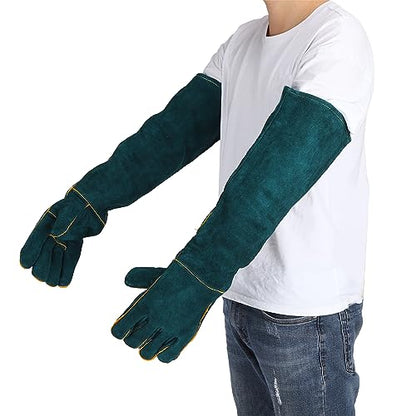 Pongnas Bite Proof Animal Handling Gloves for Dogs Cats Reptiles PuncturePet Grooming & Training with Extended Sleeve Safe Wildlife Control (Large)