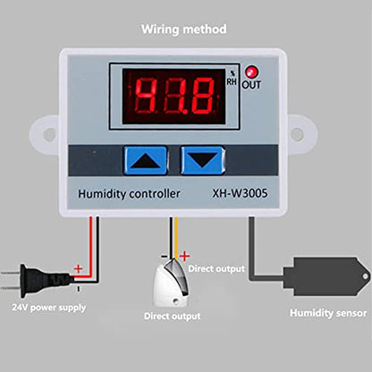 Hilitand Digital Humidity Controller LED Hygrometer Sensor DC24V 240W 10A with ABS Shell for Accurate Humidity Measurement and Direct Output