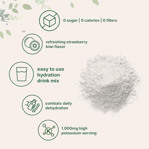 Micro Ingredients Electrolytes Powder, 2lbs (106 Servings) | Sugar Free | Natural Strawberry Kiwi Flavor | 1,000 mg High Potassium Hydration Drink Mix | Keto Friendly, Non-GMO - size: 32 Ounce (Pack of 1)