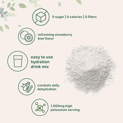 Micro Ingredients Electrolytes Powder, 2lbs (106 Servings) | Sugar Free | Natural Strawberry Kiwi Flavor | 1,000 mg High Potassium Hydration Drink Mix | Keto Friendly, Non-GMO - size: 32 Ounce (Pack of 1)