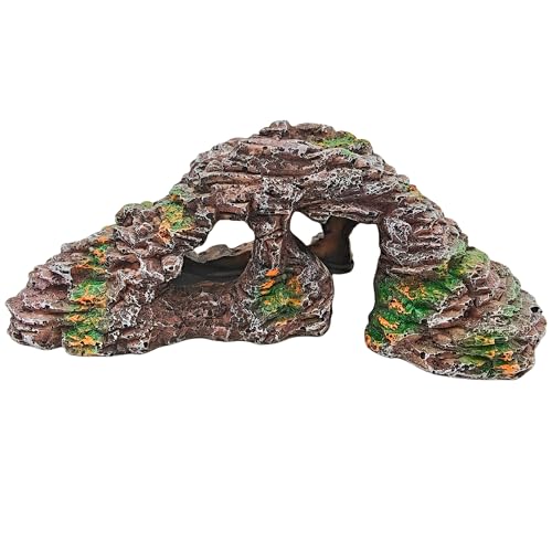 Reptile Hideouts,Resin Reptile Cave Habitat for Leopard Geckos, Lizards, Turtles, Snakes and Amphibians. (Circular Island Platform, Small) - color: Circular island platform, size: Small