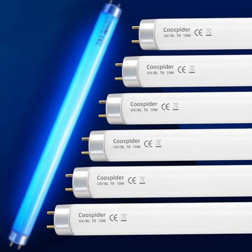 COOSPIDER T8 F10 U/V BL 10W Replacement Light Bulb, CFL Fluorescent Straight Tube, Fluorescent Light for Home/Office, 13 Inch Light Tube for 20W Electric Zapper G13 Base, 10W 6PCS - color: 10w-6-packs