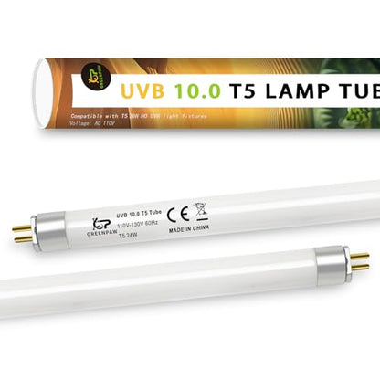 T5 10.0 UVB Light Bulb for Reptiles, 24W HO UVB Reptile Lamp Bulb, 2 Pack 22 Inch UVA UVB Fluorescent Lamp Tube for Bearded Dragon Leopard Gecko Tortoise Lizards - size: 24W-22INCH