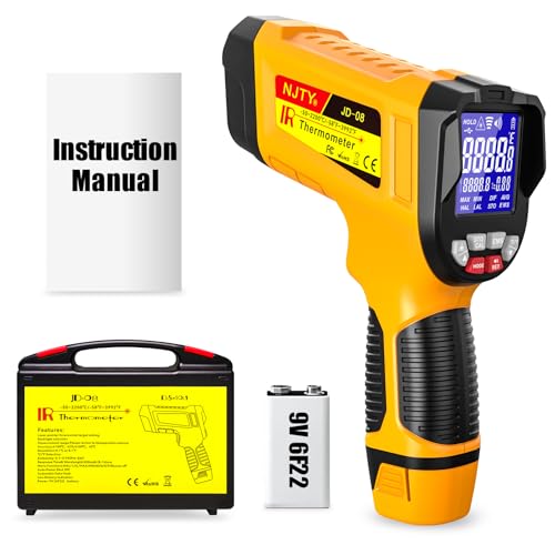 NJTY Infrared Thermometer Gun, -58℉ to 3992℉, High Temp Laser Thermometer with Adjustable Emissivity, Non-Contact Digital IR Pyrometer for Furnace, Kiln, Metal, Industrial Use - style: -58℉ to 3992℉