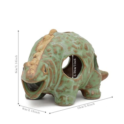 ALEGI Aquarium Ceramic Decorations Hideout, Cut Ceramic Dinosaurs Cave Rock | For Cichlids, Betta Tank Decor