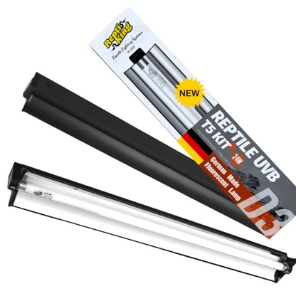 Upgraded T5 UVB Reptile Light, 10.0 UVB 24W German Made Fluorescent Lamp and Fixture Kit, for Desert-Dwelling Reptiles, Bearded Dragon UVB Lamp Bulb - size: 24W Reptile T5 UVB Light Kit