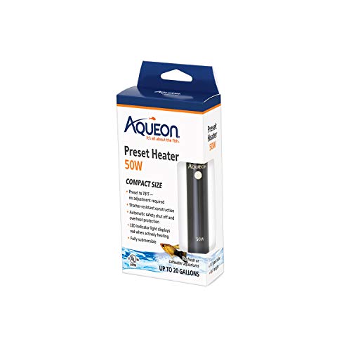 Aqueon Preset Aquarium Heater Black, 50 Watts - size: Black, 50 Watts, Up to 20 Gallons