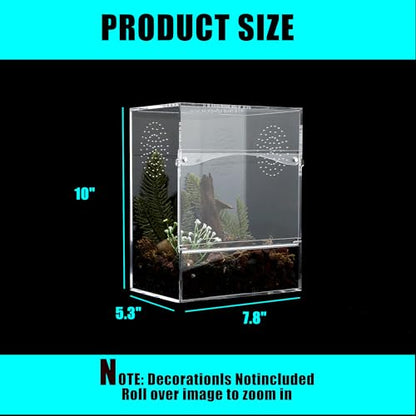 Acrylic Tarantula Enclosure Jumping Spider Enclosure with Front Opening Door 7.8 * 5.3 * 10 Inches Micro Habitat Terrarium for Small Tree Dwelling Reptiles, Spiders & Invertebrates - size: Medium