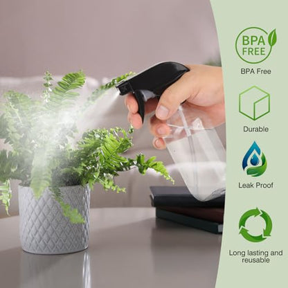 Spray Bottles 2 Pack 10oz Empty Squirt Bottle Plastic Refillable Containers | Fine Mist Water Spray Bottle with Adjustable Nozzle BPA Free Small Spray Bottle for Cleaning, Plants, Pet Training, Hair - color: 2Clear