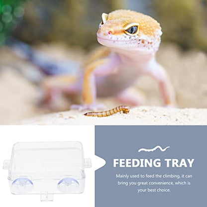 2pcs Transparent Reptile Feeding Bowls Escape Food and Water Dishes for Lizards Geckos and Bearded Dragons -Style Feeders for Reptile Pets