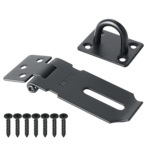 Alise Door Lock Hasp Latch,3 Inch SUS 304 Stainless Steel Safety Packlock Clasp Hasp Lock Latch with Fixing Screw for External Doors Window Cabinet Pet Cage, Black,MS9B-3C - color: Black, size: 3 Inch