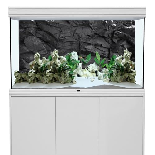 AWERT 30x12 inches Stone Aquarium Background Black Rock Fish Tank Background Rocky Terrarium Background Vinyl - size: 30x12in/75x30cm