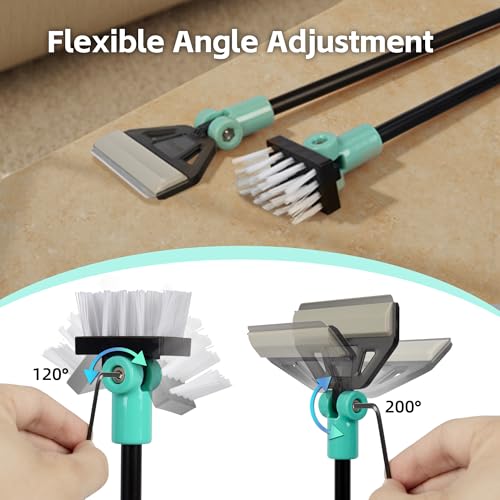UPETTOOLS Algae Scraper for Glass Aquariums, 2 in 1 Adjustable Algae Scraper with 5 Stainless Steel Blades and Cleaning Brush, Aquarium Glass Cleaning Tools for 20-40 Gallon Fish Tank