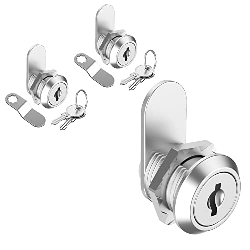 2 Pack Cabinet Locks with Keys, 5/8" Cam Lock Keyed Alike, Mailbox Lock Replacement Secure File Drawer Tool Box RV Door, Zinc Alloy - size: 2 Pack 5/8 Inch Silver