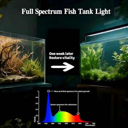 Full Spectrum Aquarium Light: Fish Tank Light with APP & Remote Timer Control for Aquatic Pet Plants Lover - Extendable Fish Tank Lights for 11-17 Inch Freshwater Saltwater Aquarium - size: 12-18inch