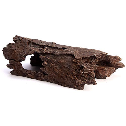 Lizard, Snake or Reptile Hide. XL Large 14" Hollow Log for Aquarium or Fish Tank. Bearded Dragon or Gecko Tank Accessories. Natural Looking Basking Platform, Shrimp or Betta Fish Hideout - size: Large