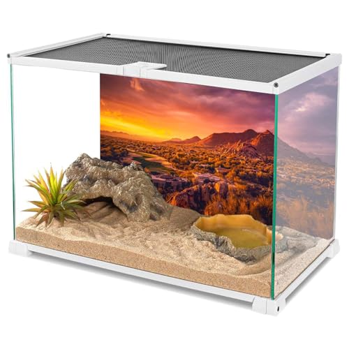 AWERT 72x18 inches Sun and Desert Terrarium Background Mountain Oasis Gobi Reptile Habitat Background Durable Polyester Background - size: 72x18in/180x45cm