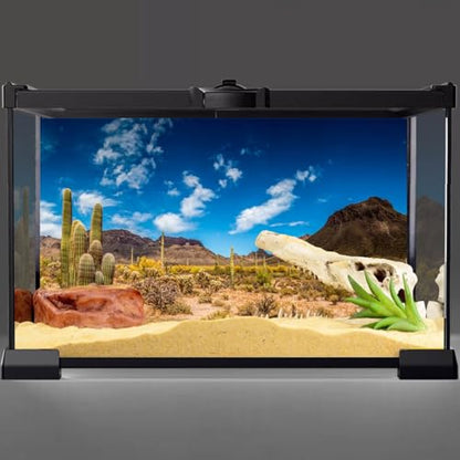 AWERT 36x18 inches Reptile Habitat Background Blue Sky Oasis Cactus Desert Terrarium Background Durable Polyester Background - size: 36x18in/90x45cm