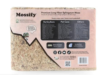 Mossify Premium Sphagnum Moss for Plants 1kg, 2.2 lbs - Long Fiber Moss for Plants Indoor, Orchids, Terrariums, Gardening, Reptiles – Moisture Plant Moss for Propagation, Soil & Habitat Bedding - size: 1kg (2.2 lbs)