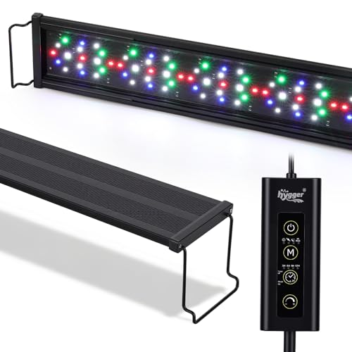 hygger Auto On Off Aquarium LED Light, 4 Mode Lighting Full Spectrum Fish Tank Light 24/7 Timer Colorful Fish/Sun/Nightlight/WRGB Cycle for Freshwater - size: 40W for 33in~39in long tank