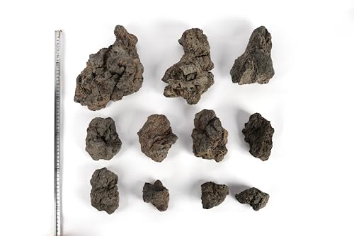 LANDEN Black Icelandic Lava Stone Natural Rocks (18lbs, 3~11 inches,11pcs) for Aquariums, Paludariums, Terrariums, Caves and Rocky Peaks, Mountainous Desert Landscapes - size: 13 Black Icelandic Lava Stone(3-9 inches,18lbs)