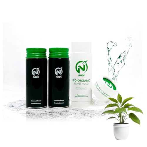 Noot Bio-Organic Plant Food Liquid Fertilizer - Makes 7 Gallons - Root Boosting Mycorrhizae - Fast Growth for Monstera, Aroid, Succulent, Orchid, Calathea, Philodendron - Use Every Watering (2 Vials) - size: Noot Plant Food (Makes 7 Gallons)