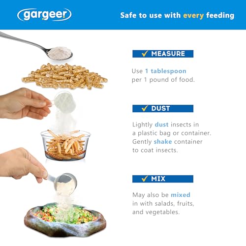 Gargeer 4oz All Reptile Calcium Powder, Phosphorus-Free Ultrafine Powder, Pure Dust Without Vitamin D3, Ready to Use for All Reptiles, Lizards & Amphibians Supplement. Made in the USA. Enjoy !