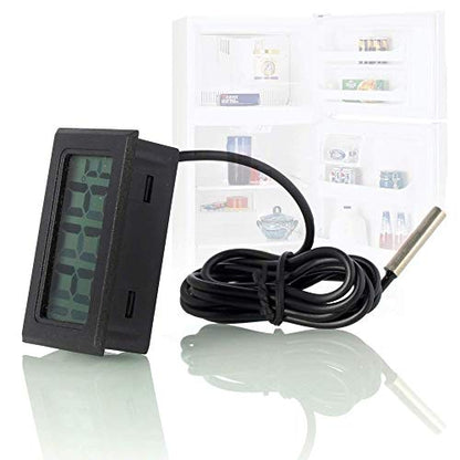 ACEIRMC Black Digital LCD Thermometer Temperature Monitor with External Probe for Fridge Freezer Refrigerator Aquarium -Fahrenheit (10pcs) - color: 10pcs