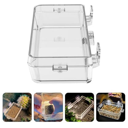 VILLCASE Escape Reptile Feeder Box with Suction Cup, Large Anti-Escape Feeding Bowl, Replaceable Lizard Food Dish for Terrarium and Reptile Pets
