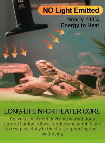 2-Pack 100W Ceramic Heat Lamp with 1-pcs Digital-Thermometer, Infrared Heat Emitter Bulbs for Reptiles, Amphibians, Chicken Brooder Coop Lizard Turtle Snake, No Light No Harm