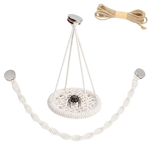 Jumping Spider Enclosure Decor with Strong Magnetic Attachments | Crafted from soft woven cotton for acrylic terrariums. This 10.6-inch rope bridge provides safe arboreal climbing play.