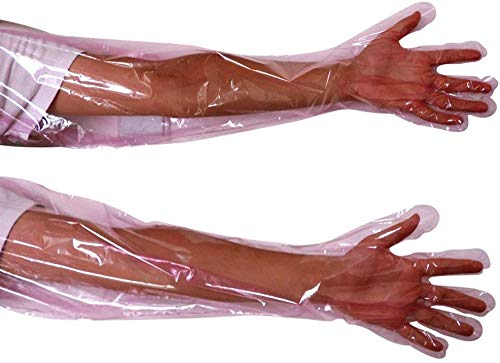 50 Pcs Insemination Long Gloves Disposable Plastic Film Gloves, Veterinary Insemination Rectal Long Gloves 35 inch Long for Livestock Gastrointestinal Examination