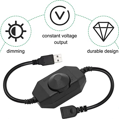 LED Strip Lights Dimmer Switch USB Female to Male Cable with Dimmable Rotary Switch Controller 5V LED Rope Light Switch Adjustable Switch, 2 PCS - color: with USB adapter