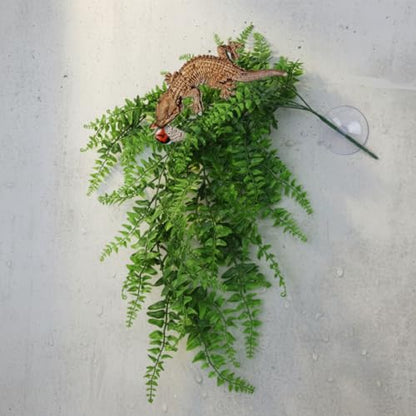 4 Pack Artificial Hanging Plants for Terrarium, Realistic Reptile Vines with Suction Cups for Snake Tank, Bearded Dragon Habitat, Gecko Climbing Decorsnake Plant