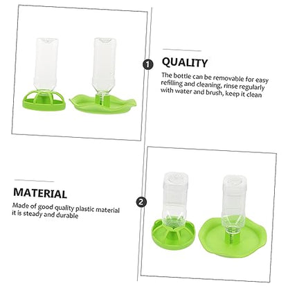 2sets Reptile Water Feeders Food Bowls Plastic Tortoise Drinking Tools Decorative Fence Design for Lizards Turtles and Other Pets