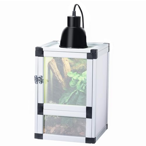 8x8x12 Inch Small Reptile Cage, Ventilated Hatching Habitat with Dual Screen & Acrylic Doors, Easy Assembly for Lizards, Frogs, Geckos - color: White, size: 8x8x12inch-two doors