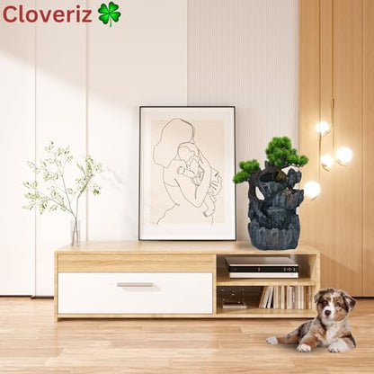 20-Inch Tabletop Water Fountain with Bonsai Tree, Cascading Waterfall, Spinning Crystal Ball, and LED Lighting – Indoor Zen Decorative Fountain with USB Connection for Home or Office