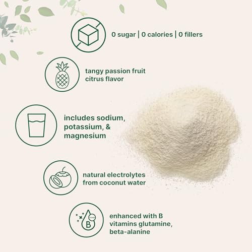 Micro Ingredients Electrolytes Powder, 2 lbs | 95 Servings | Sugar Free Workout Hydration | Potassium, Sodium, L-Glutamine, Beta-Alanine, & More | Natural Coconut Water | Passion Fruit & Citrus Flavor