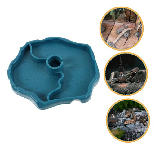 POPETPOP Reptile Water Dispenser-Reptile Waterer Automatic Refilling Water Dispenser Tortoise Lizard Turtle Feeding Water Bowl with Bottle(Blue)