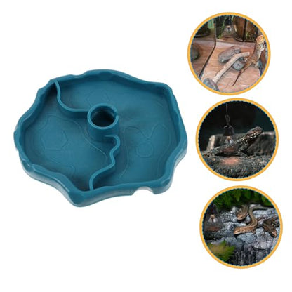POPETPOP Reptile Water Dispenser-Reptile Waterer Automatic Refilling Water Dispenser Tortoise Lizard Turtle Feeding Water Bowl with Bottle(Blue)
