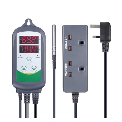 ITC-308 Digital Temperature Controller Outlet Thermostat Heat and Cool,Carboy,Fermenter,Greenhouse Terrarium Temp.(UK Socket) - color: UK socket