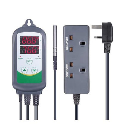 ITC-308 Digital Temperature Controller Outlet Thermostat Heat and Cool,Carboy,Fermenter,Greenhouse Terrarium Temp.(UK Socket) - color: UK socket