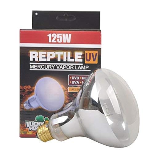LUCKY HERP Reptile UVA UVB Mercury Vapor Bulb Lamp,Screw Thread,125 Watt (Coated)