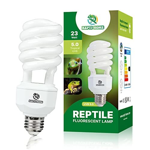 UVA UVB Reptile Light 23W 5.0,Tropical & Sub-Tropical Terrarium Compact Fluorescent Lamp,UVB Reptile Light Bulb for Snake,Chameleons,Iguanas,Turtles - size: 5.0-23