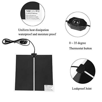 KABASI Reptile Heating Pad, 14W 11x11 inch Waterproof Reptile Heat Pad Under Tank Terrarium with Temperature Control, Safety Adjustable Reptile Heat Mat for Turtle, Tortoise, Snakes, Lizard, Gecko - color: 14W-11x11 in