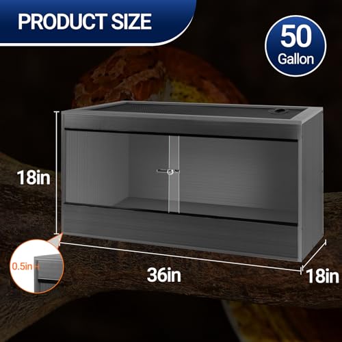50 Gallon Reptile Enclosure, 36x18x18 Composite Wood & Plastic Eco Reptile Tank Terrarium, 36" Wide Lightweight Reptile Habitat Lounge for Ball Python Bearded Dragon Gecko Turtle - size: 36x18x18 inch