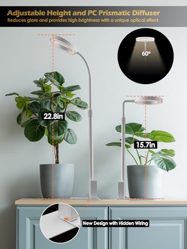 Smart Grow Lights for Indoor Plants, Plant Light with Auto-Timer, Full Spectrum LED Grow Light, Adjustable Height & Stepless Dimming,Plant Assistant Suitable for Most Plants (White-2) - color: White-2